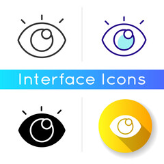 Viewing icon. Checking device working process. Looking how everything works. Innovative interface creation ideas. Linear black and RGB color styles. Isolated vector illustrations