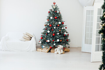Decor interior Christmas tree holiday presents new year background
