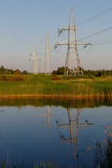power lines on the lake