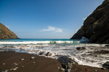 Black sand beach on La Gomera island in Canary Islands.