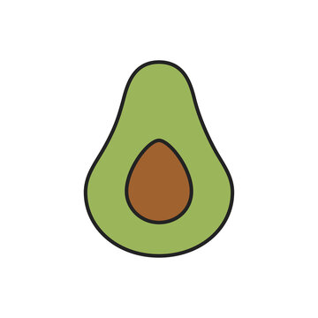 Avocado, simple vector icon, filled outline..