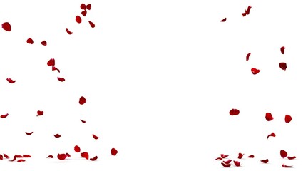Fototapeta na wymiar Red rose petals fall beautifully on the floor. 3D illustration