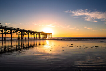 sunset at a california pier