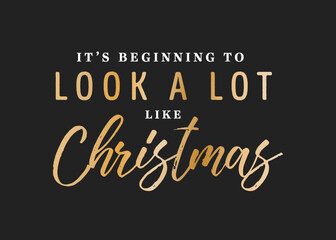 Fototapeta na wymiar It's Beginning To Look A Lot Like Christmas Vector Text Background