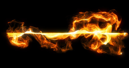 wisps, line of fire orange colored smoke billow and swirl - 398767254