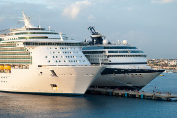 Two Moored Cruise Ships in Cozumel