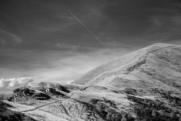 a mountain with a rope