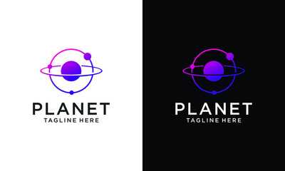 vector planet logo satellite design template cosmos best concept web icon app science