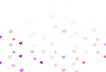 Light Green, Red vector pattern with colorful hearts.