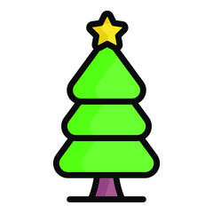 Pine icon, Christmas and celebrations. Outline symbol collection. Editable vector Design