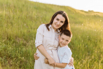 Fototapeta premium portrait of a young mother and son, happy motherhood