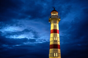 lighthouse at night in Malmö Sweden