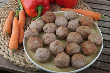 meat balls with minced meat as traditional food receipt
