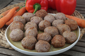 meat balls with minced meat as traditional food receipt
