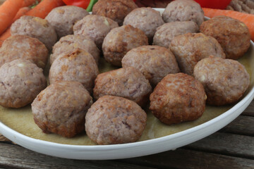 meat balls with minced meat as traditional food receipt