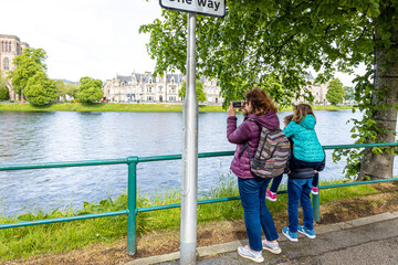View of Inverness, a city on Scotland’s northeast coast, where the River Ness meets the Moray...