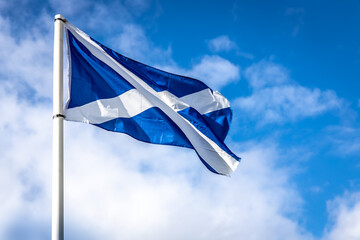 The flag of Scotland, also known as St Andrew's Cross or the Saltire