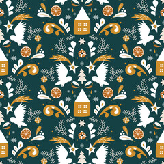 Christmas home illustration with owls stock illustration. Animal Body Part, Animal Wing, Art, Berry Fruit, Bird