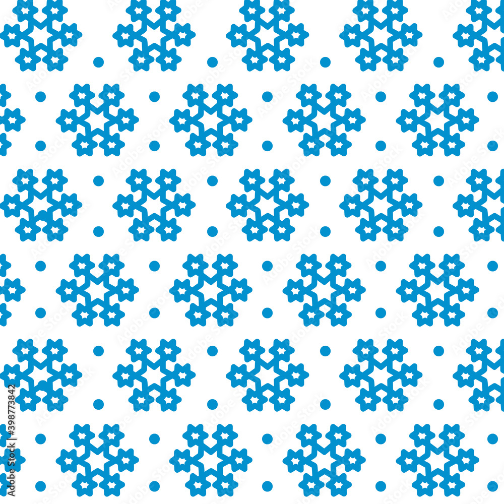 Poster blue snowflake pattern design on white background for print design