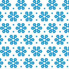 Blue snowflake pattern design on white background for print design