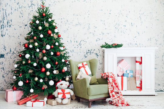 Christmas tree holiday presents New Year's Eve background