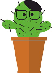 Cute succulent or cactus plant in ceramic pot 