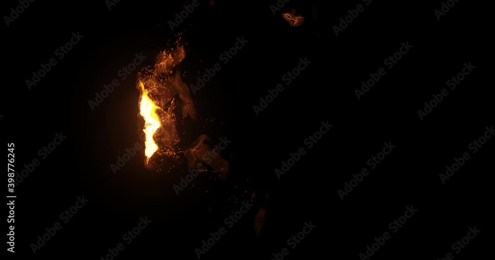 Poster ring on fire. fuel burning in a large circle at random on back background. graphic resource for comp