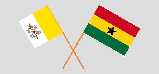 Crossed flags of Vatican and Ghana. Official colors. Correct proportion