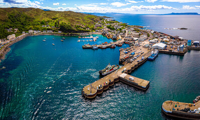 Aerial view of Mallaig, a port in Lochaber, on the west coast of the Highlands of Scotland © Alexey Fedorenko