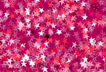 Light Pink, Red vector pattern with christmas stars.