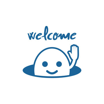 Funny puppet and welcome message