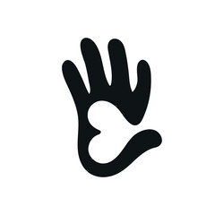 palm hand symbol heart love
