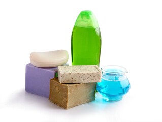 multicolor various cosmetics for body care in my bathroom