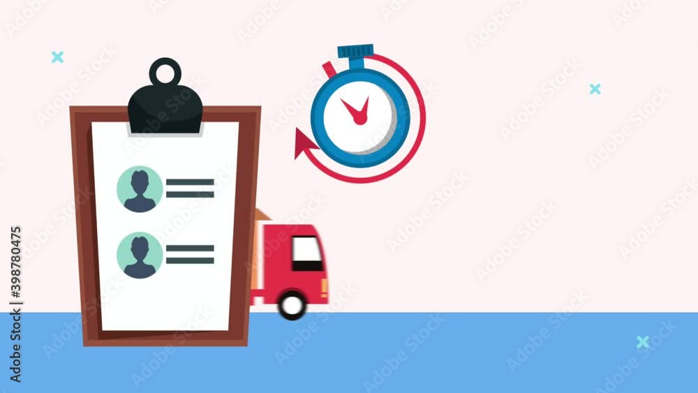 Poster delivery logistic service with checklist and chronometer