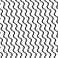 Wavy lines seamless pattern. Angled jagged stripes ornament. Linear waves motif. Diagonal curves print. Striped background. Tilted broken line shapes wallpaper. Slanted zigzag stripe figures. Vector.