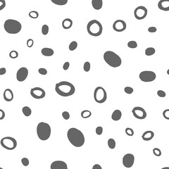Doodle dots seamless pattern. Hand drawn circles background. Monochrome texture.