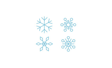 Snowflake icons. Set of snow flake linear symbols. Christmas winter time.