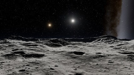 alien planet landscape, science fiction illustration, view from a beautiful planet, beautiful space background 3d render
