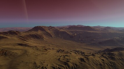 Fototapeta na wymiar alien planet landscape, science fiction illustration, view from a beautiful planet, beautiful space background 3d render 