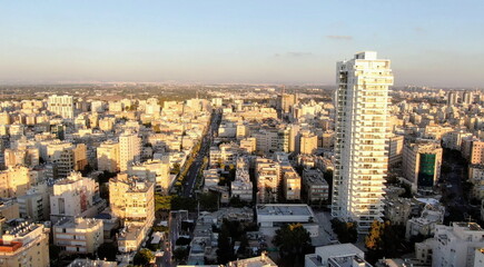 Netanya, Israel from a bird's eye view. Top-down view of the city