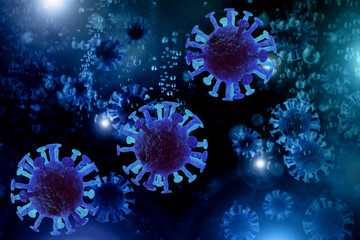 Fototapeta na wymiar Closeup Coronavirus Cells 3D Illustration