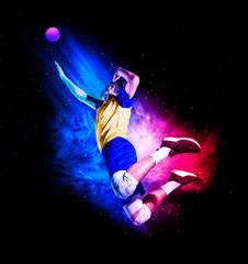 Fototapeta na wymiar Volleyball player players in action. Sports banner