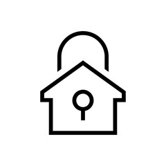 Logotipo seguridad en el hogar. Icono candado como casa con lineas en color negro