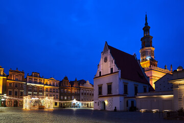 Fototapeta premium The Market Square with historic tenement houses andl and christmas decorations