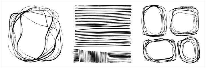 Set of abstract handmade graphic elements isolated on white, for decoration, invitations, posters, card, fabric