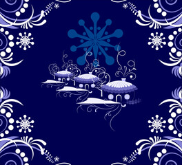 Christmas houses and winter elegant pattern