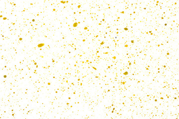 Yellow spots of paint and dust on a white background.