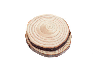 Wood slice texture on white background