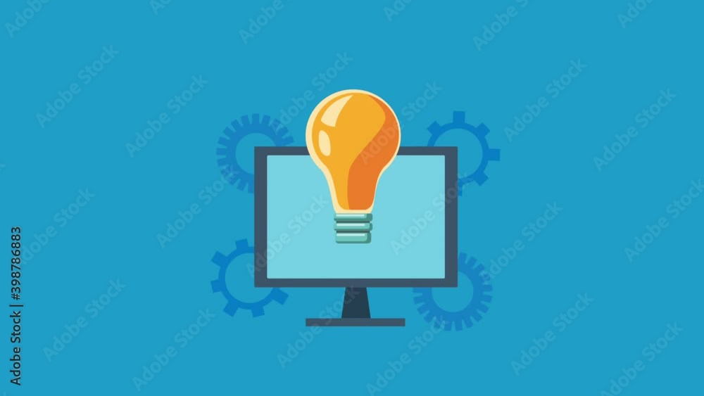 Poster bulb in desktop computer with gears settings