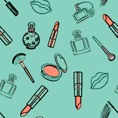 seamless pattern with cosmetics